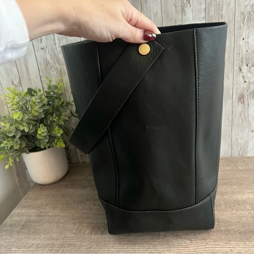 All Saints Black Leather Hobo Bucket Bag Shoulder Bag